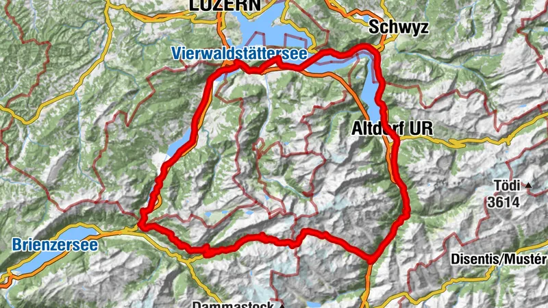 Aussichtsreiche Rennradrunde von Erstfeld über Winterlücke und Brünigpass nach Sarnen, Alpnach und Buochs