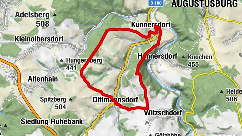 Wanderung auf dem Großen Rundwanderweg Dittmannsdorf von Dittmannsdorf über Hennersdorf und Kunnersdorf