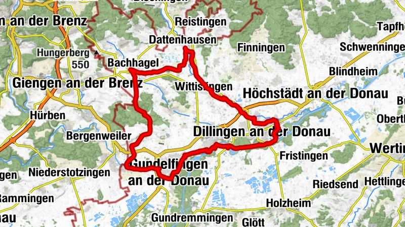 Radtour über Dattenhausen auf den Donau-Härtsfeld-Radweg und entlang der Donau zurüc - 59,1 km, 200 hm