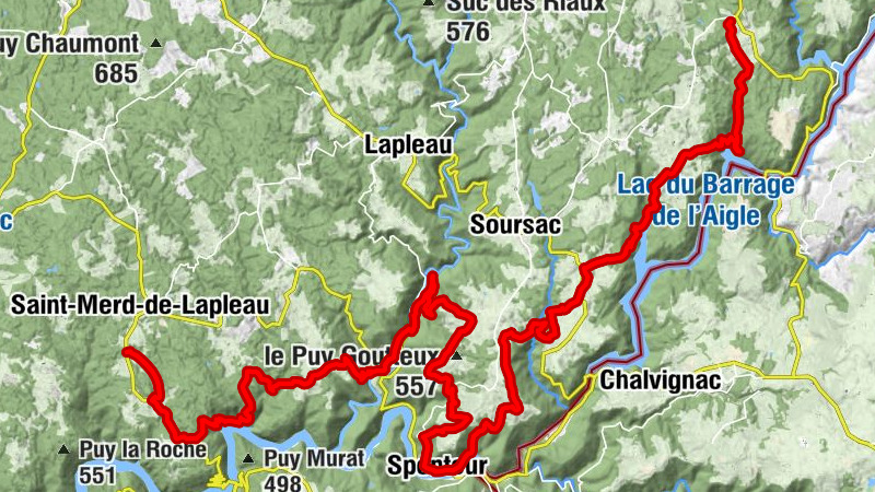 Die Dordogne von Dörfern zu Staudämmen - vom Vent Haut zum Peuch