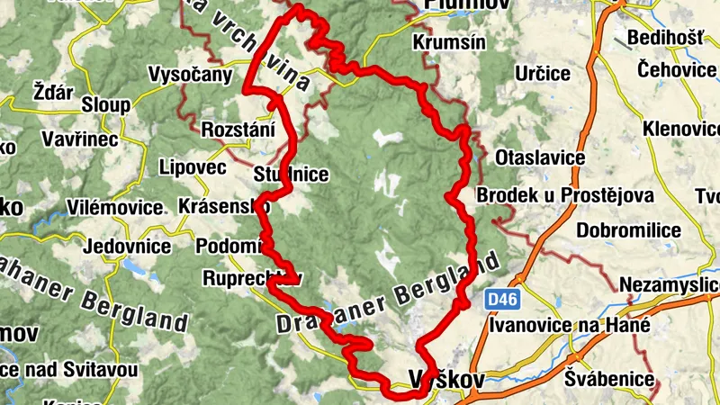 Vyškov - okolo vojenského prostoru do Repech