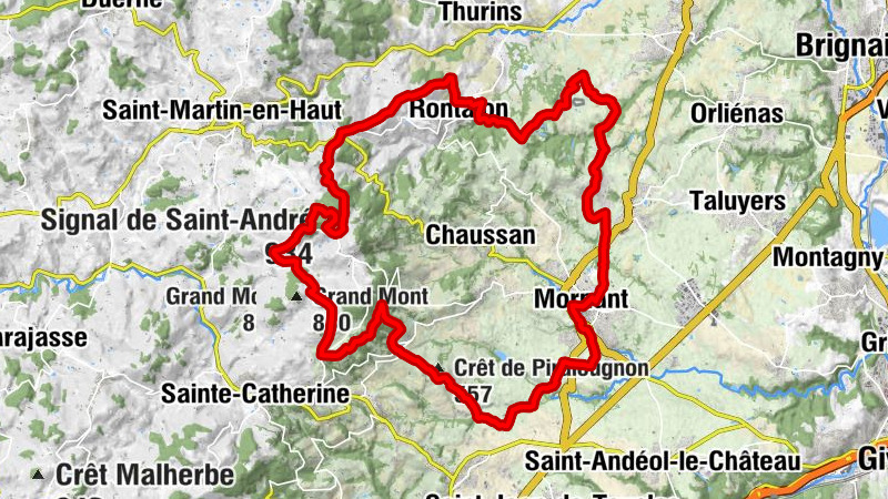 Mountain bike route 165 - Les Hauts de Mornant