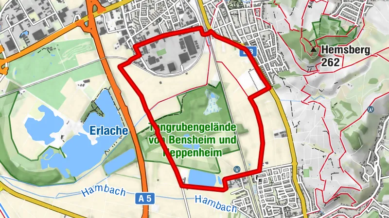 7km Route Bensheim Tongrubengelände