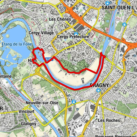 Circuit VTT Rive Droite Rive Gauche : base de loisirs de Cergy/Neuville