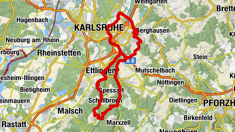 Runde Waldstadt- Ettlingen- Schöllbron