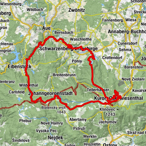 RR ERZ T18 Velký okruh Schwarzenberg - Johanngeorgenstadt - Fichtelberg