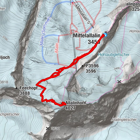 Allalinhorn vom Mittelallalin über Normalweg