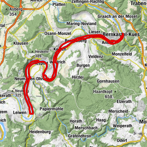 Star route around Bernkastel-Kues - Route 2: Circular route on the Mosel Cycle Route via Trittenheim to Bernkastel-Kues