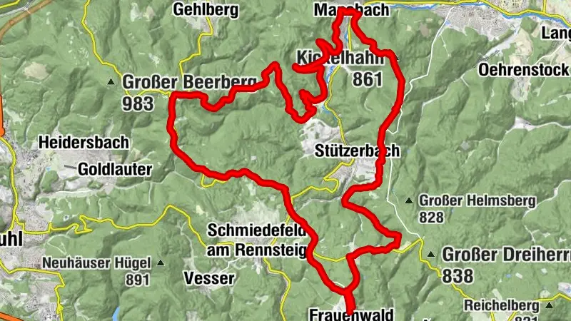 Mountain bike route - large loop - Frauenwald | Stützerbach | Manebach | Schmücke