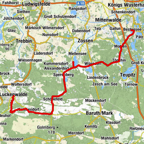 Radtour von Luckenwalde teilweise über den Radweg Berlin-Leipzig nach Bestensee