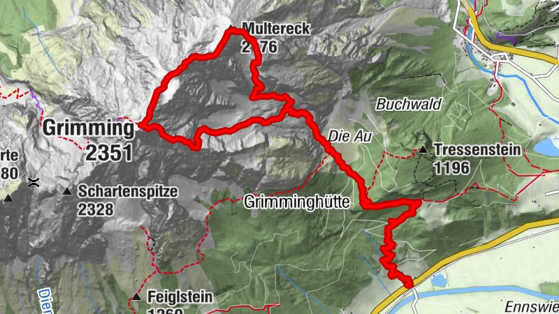 Grimming 2.351m und Multereck 2.176m über Südost-Grat
